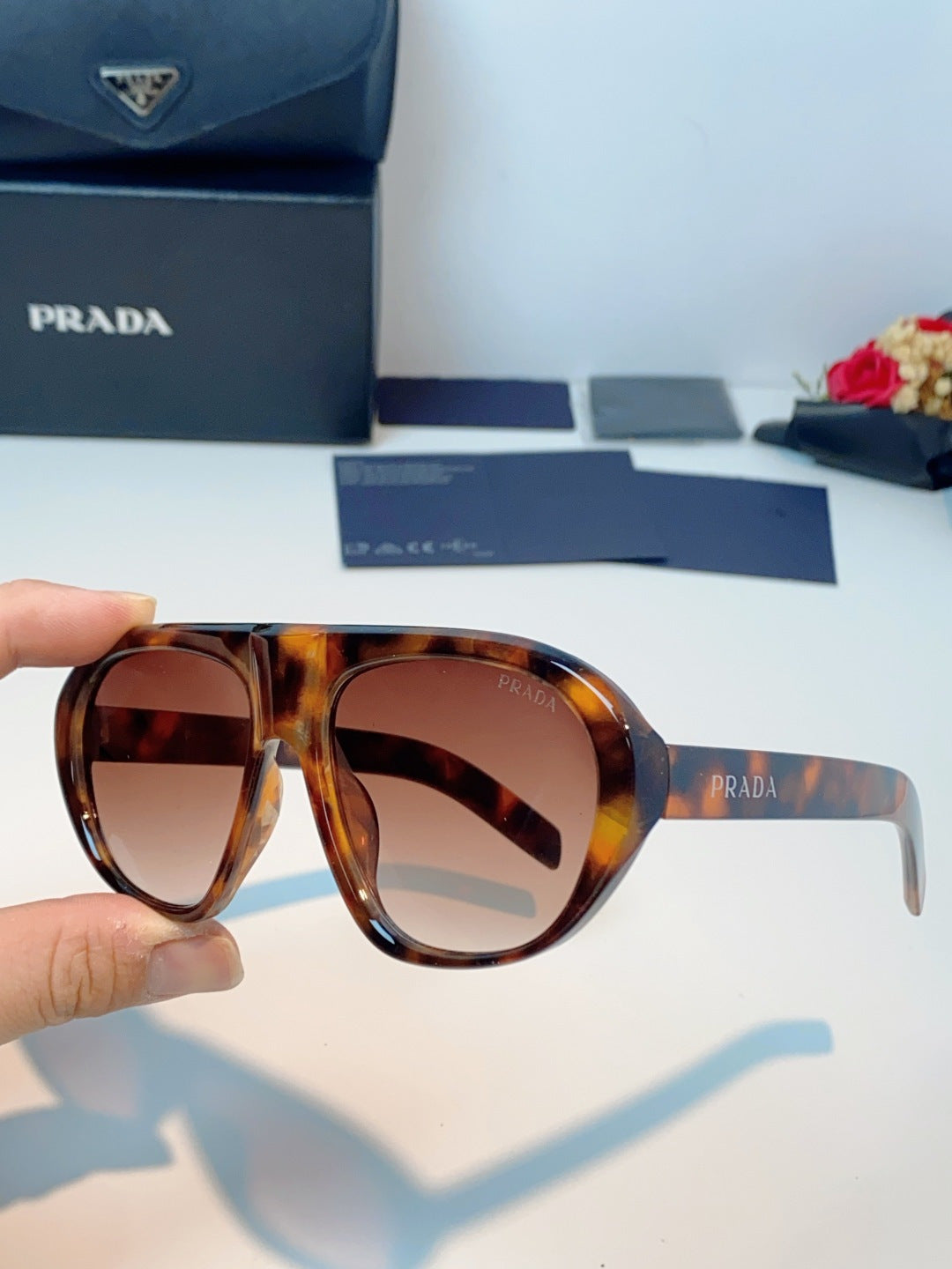 Prada Aviator Red Lens Sunglasses for Men & Women - detail image 6