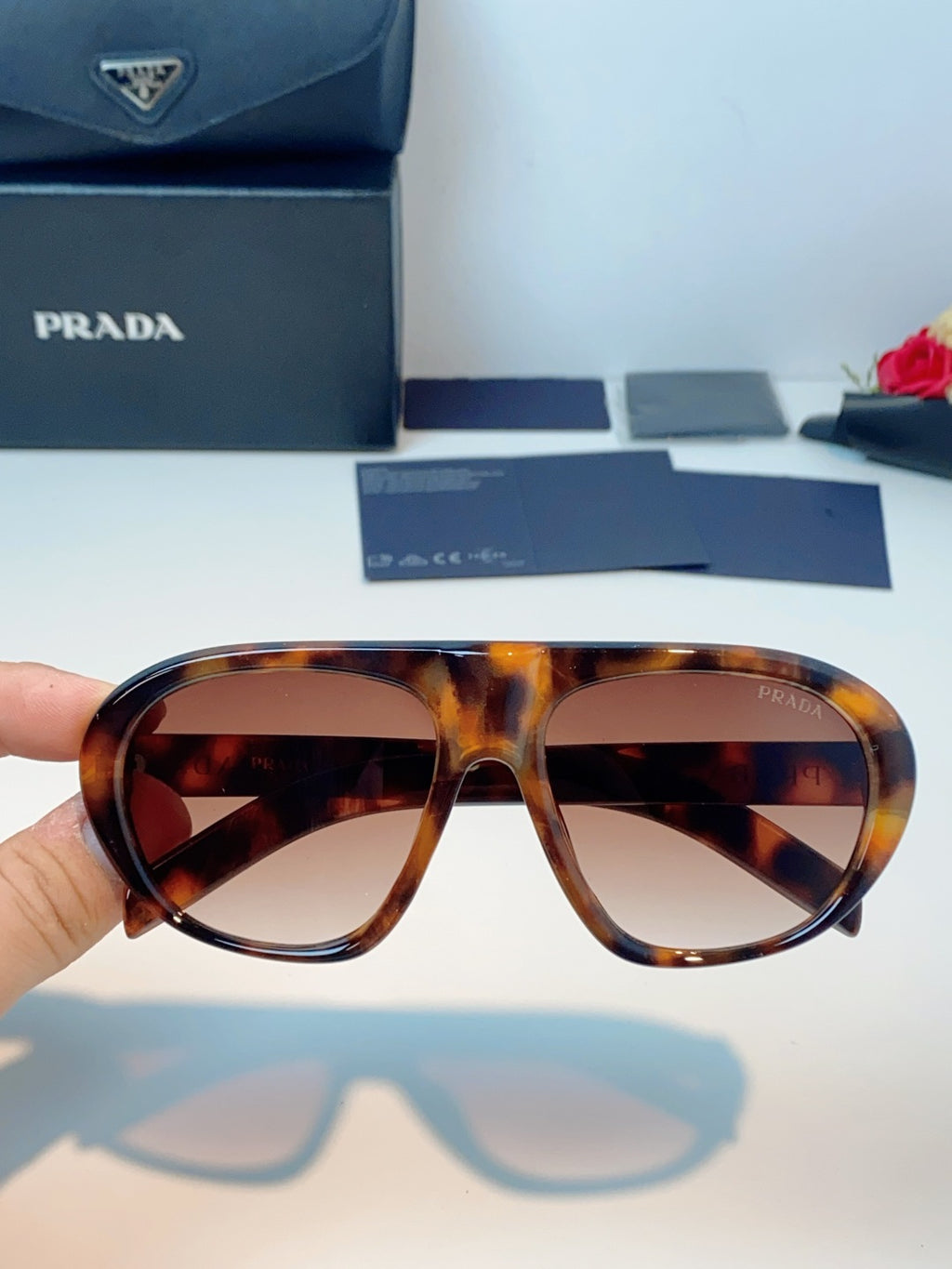 Prada Aviator Red Lens Sunglasses for Men & Women - detail image 4