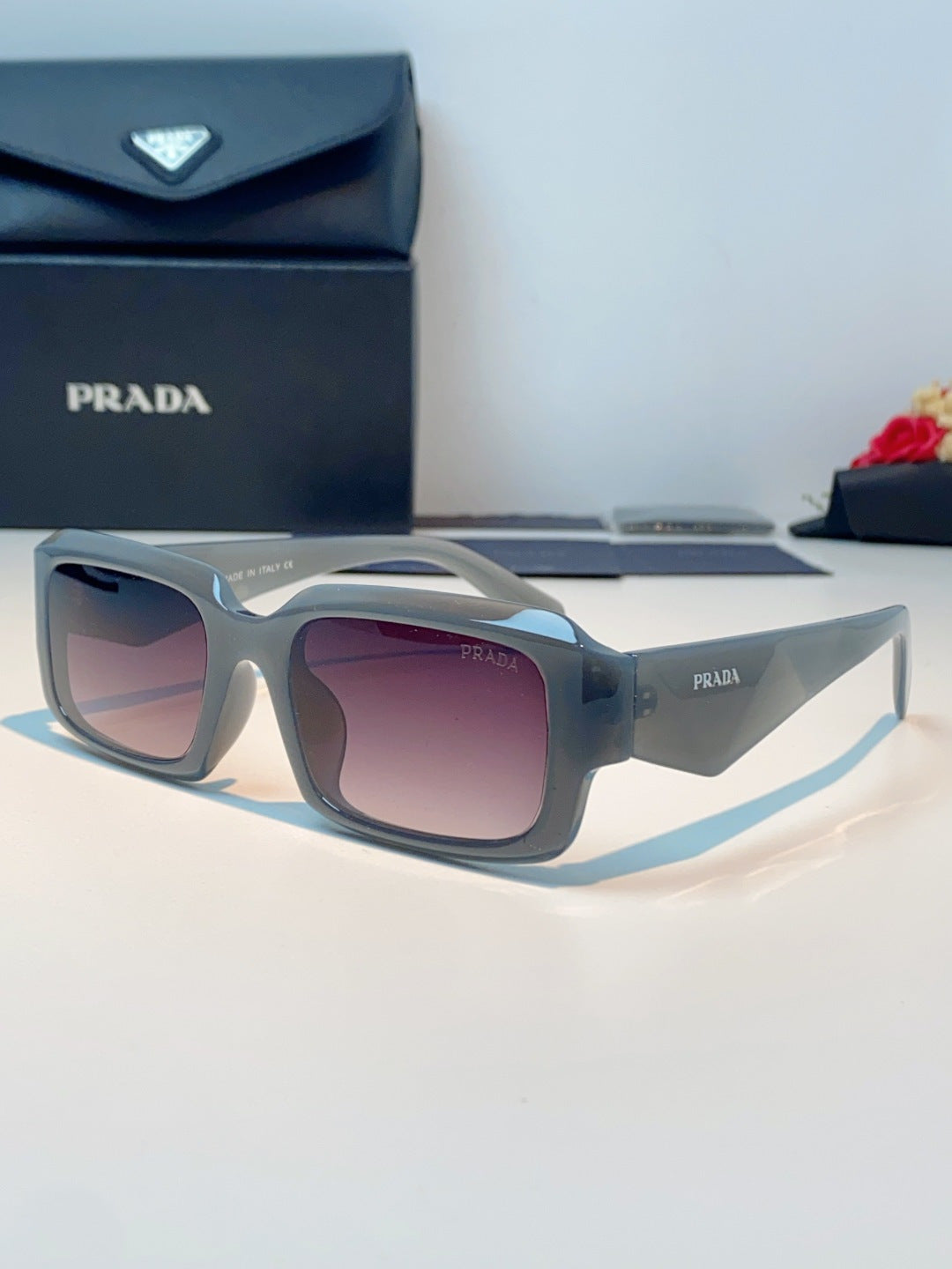 Prada Square Purple Lens Sunglasses for Men & Women