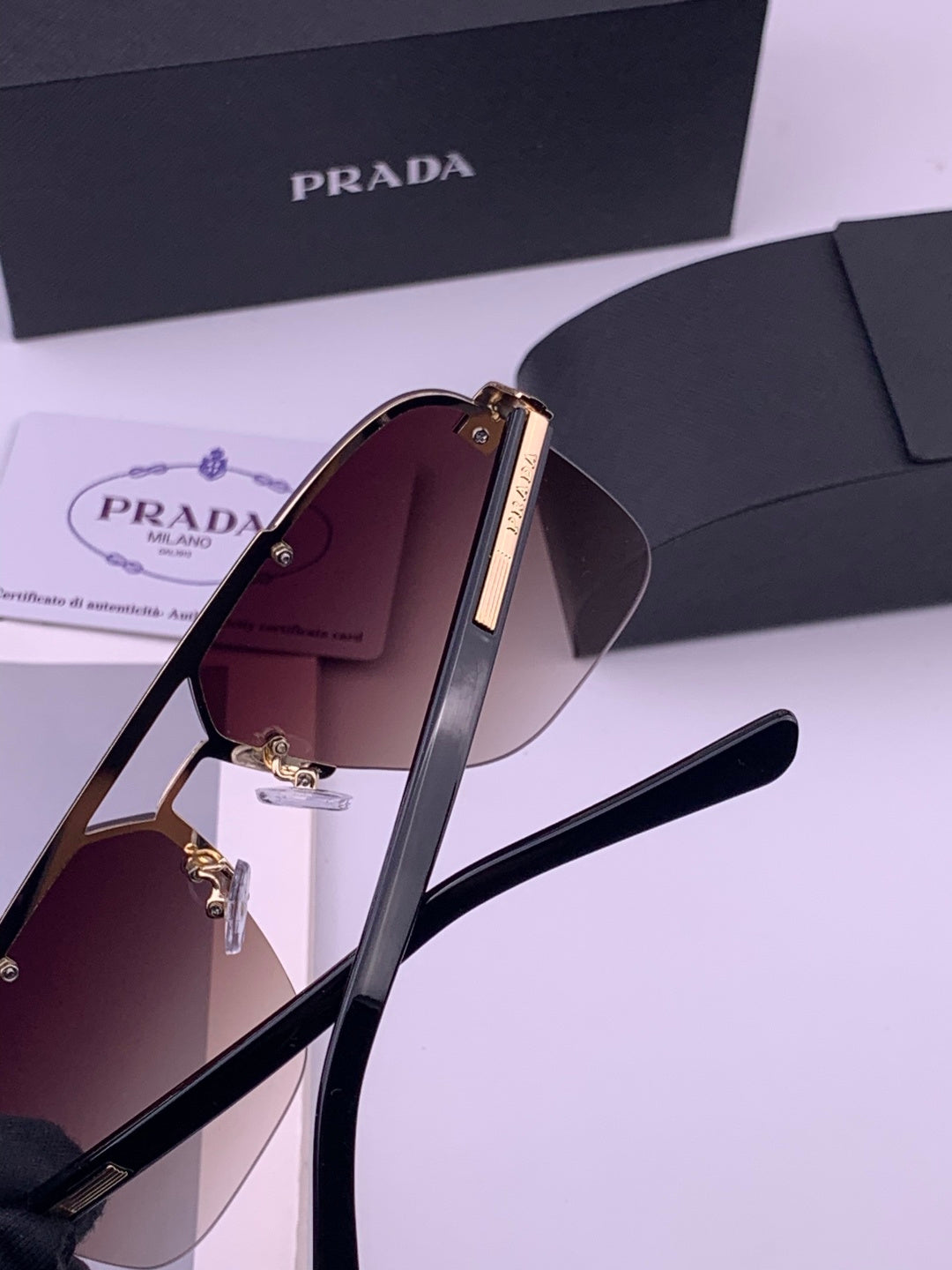 Prada Fashion Black Lens Sunglasses for Men - 415696 - detail image 3