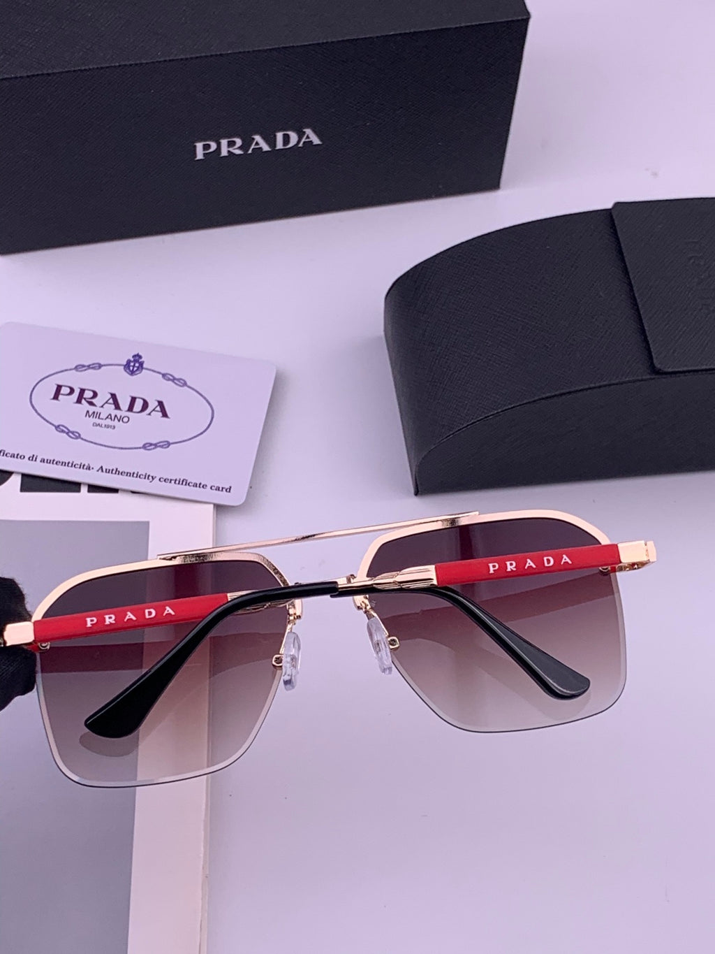 Prada Fashion Black Lens Sunglasses for Men - 415699 - detail image 5