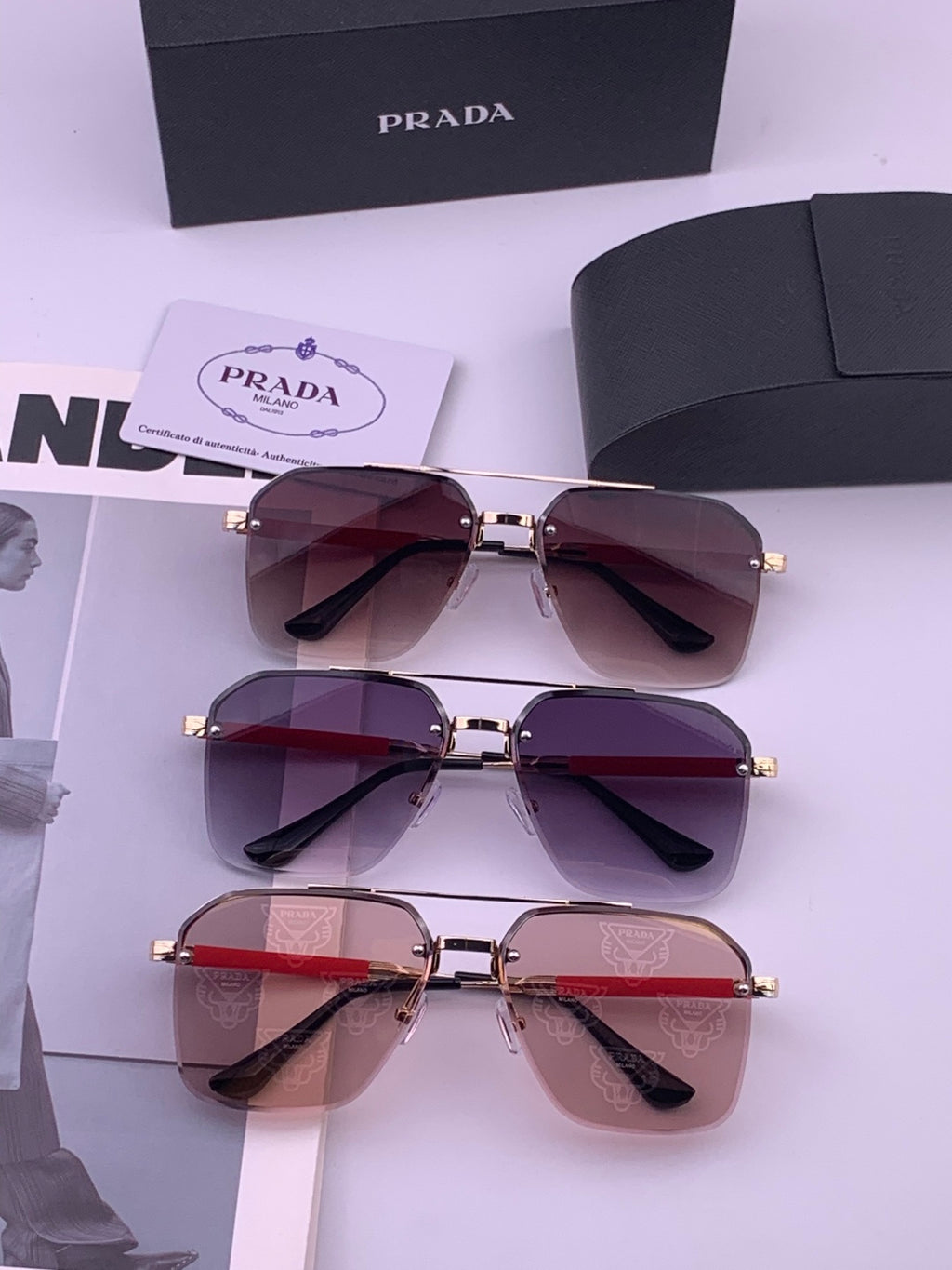 Prada Fashion Black Lens Sunglasses for Men - 415699 - detail image 8