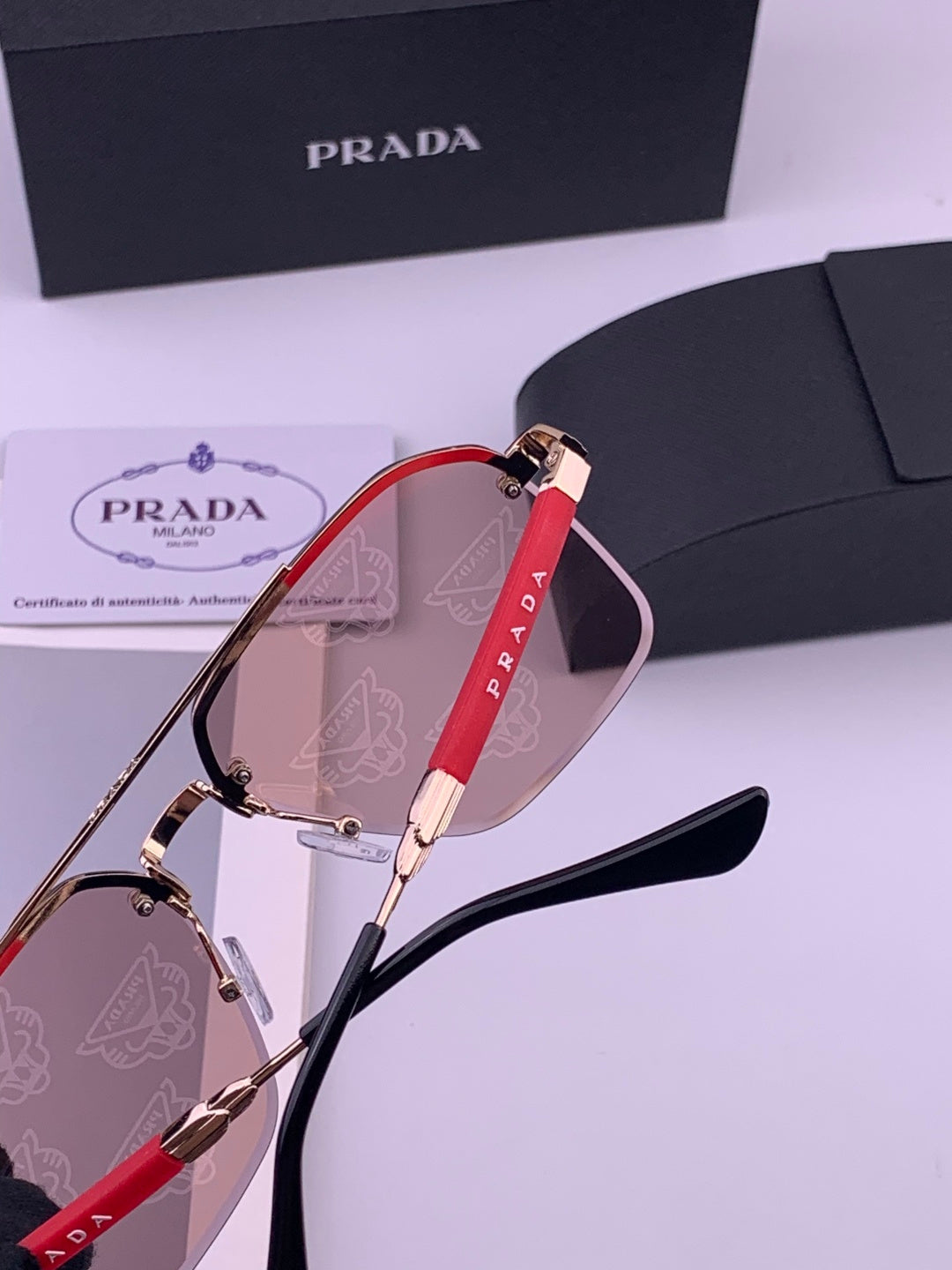 Prada Fashion Red Lens Sunglasses for Men - 415697 - detail image 3