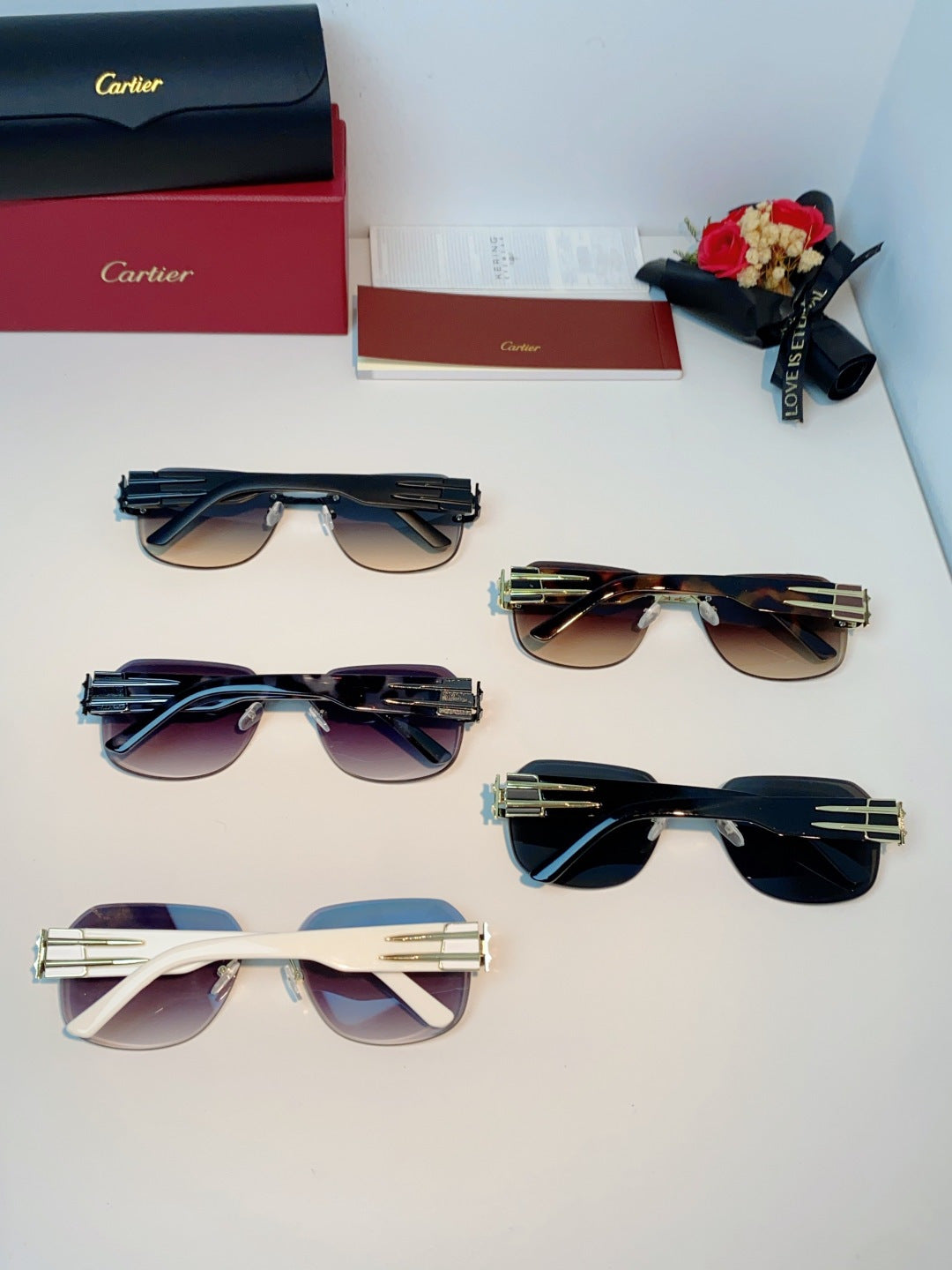 Cartier Polarized Metal Rimless Brown Lens Sunglasses for Men & Women - detail image 11