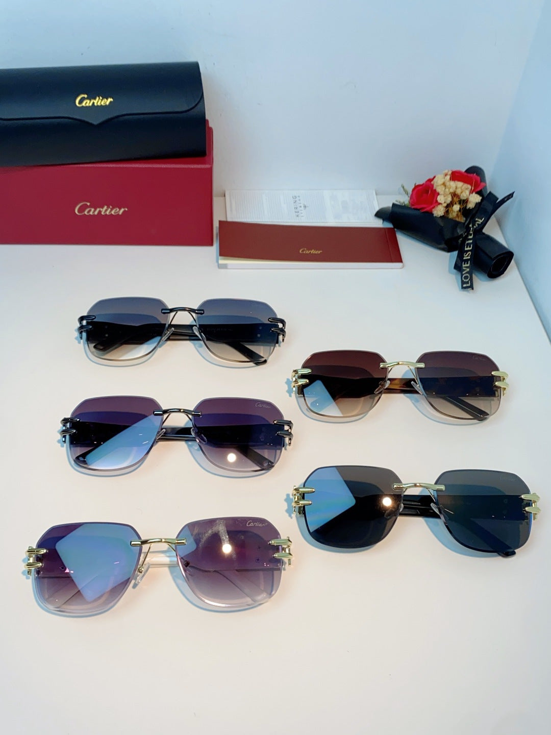 Cartier Polarized Metal Rimless Gray Lens Sunglasses for Men & Women - 465838 - detail image 13