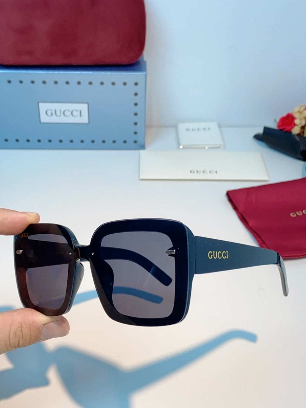 Gucci Square Blue Lens Sunglasses for Men & Women - 464964 - detail image 6
