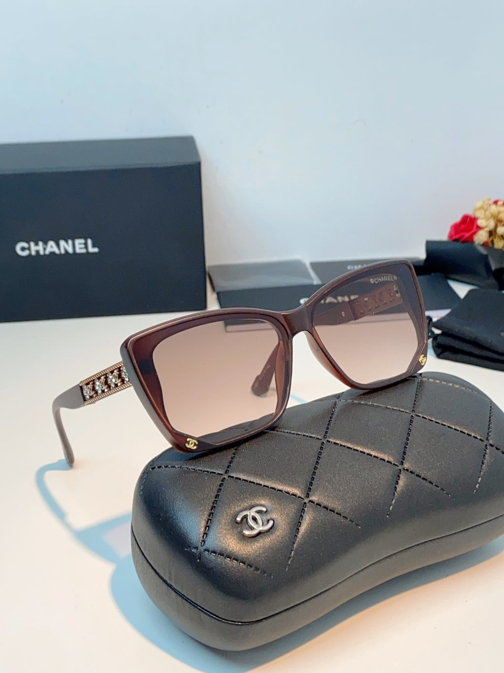 Chanel Cat-Eye Red Lens Sunglasses for Women - detail image 10