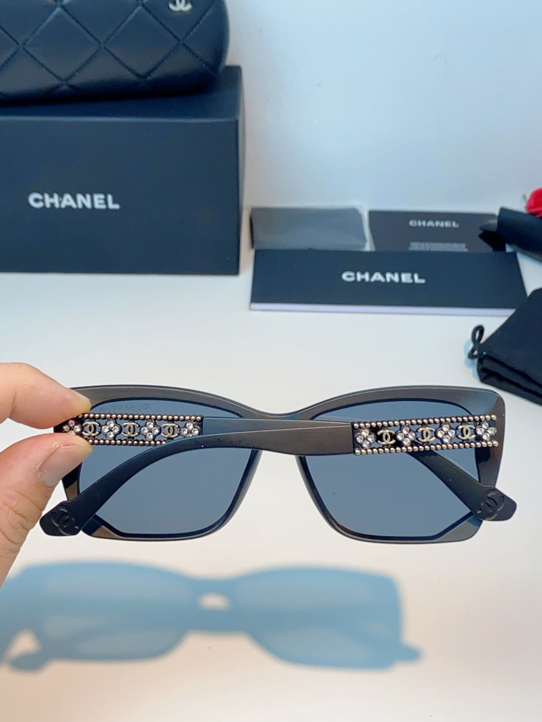 Chanel Cat-Eye Gray Lens Sunglasses for Women - detail image 5