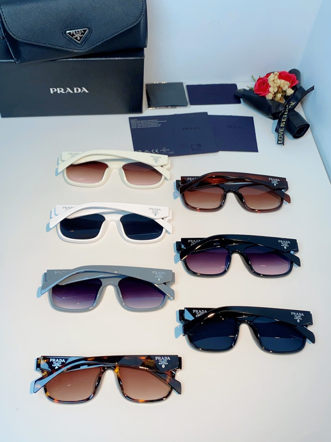 Prada Polarized Square Blue Lens Sunglasses for Men & Women - detail image 11