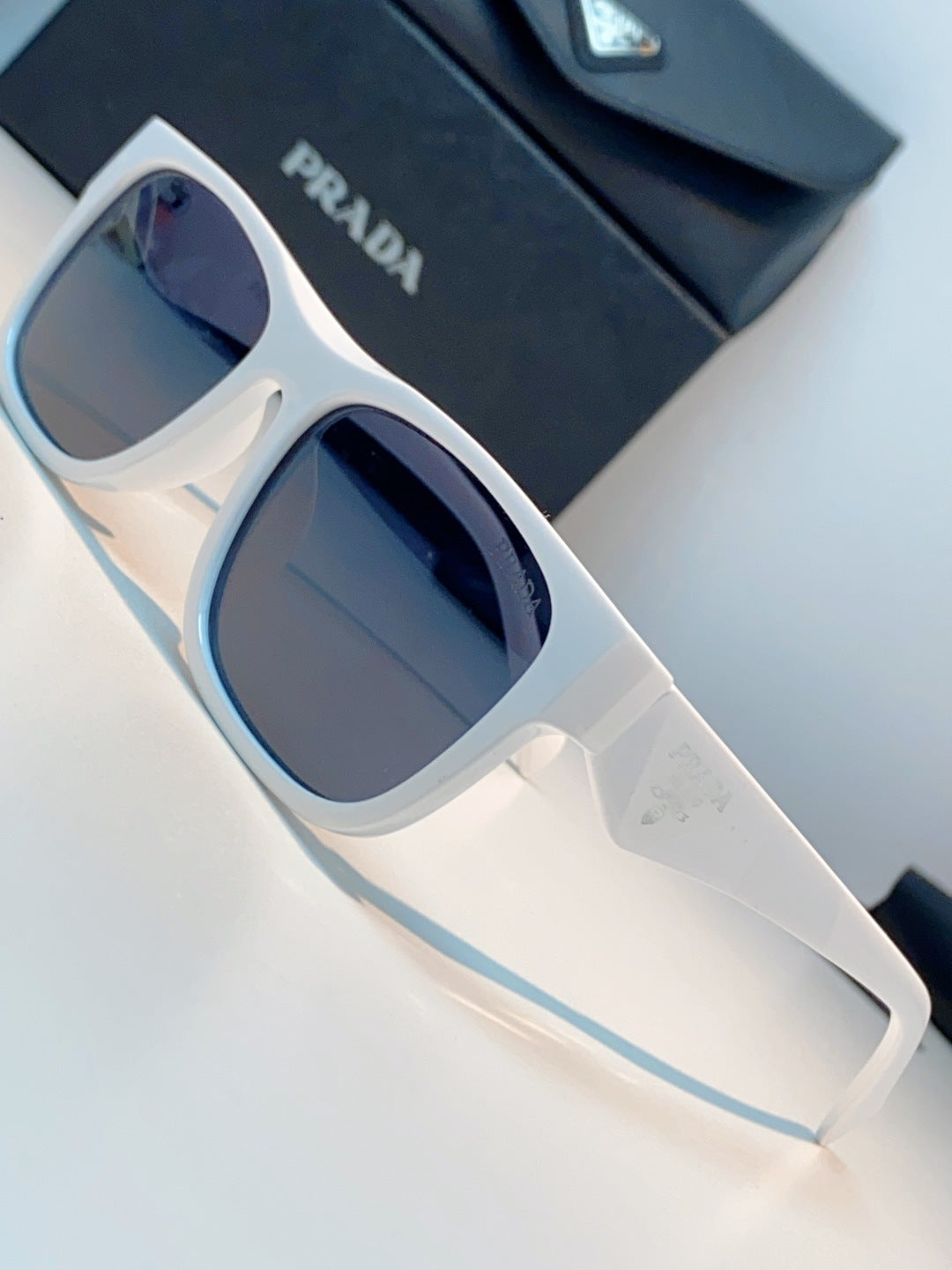 Prada Polarized Square Black Lens Sunglasses for Men & Women - detail image 7