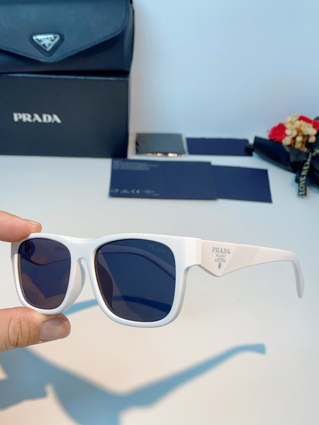 Prada Polarized Square Black Lens Sunglasses for Men & Women - detail image 6