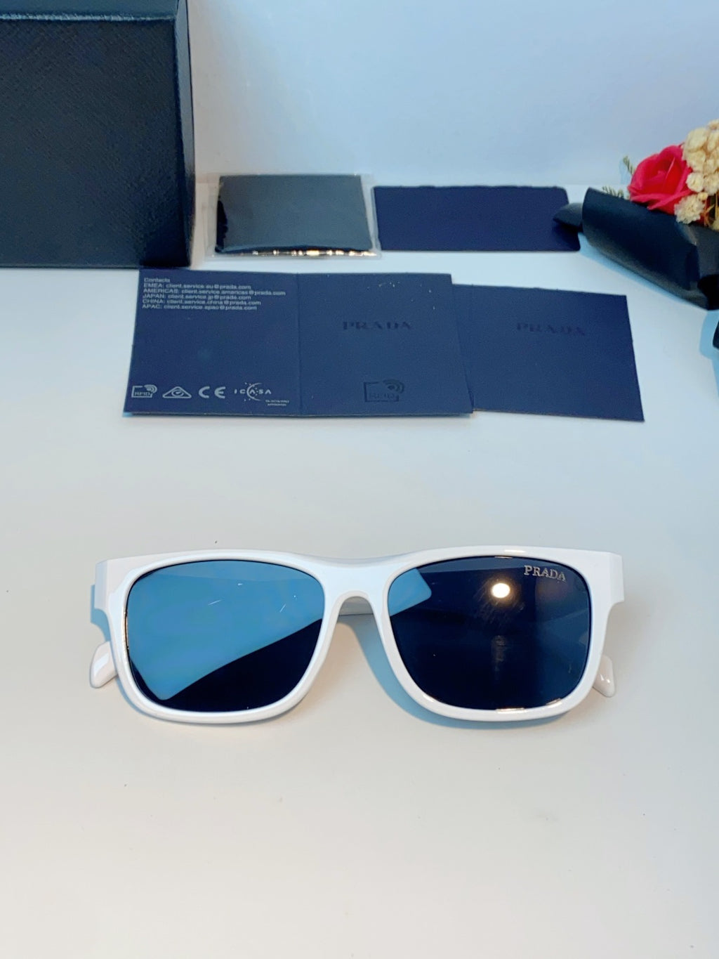 Prada Polarized Square Black Lens Sunglasses for Men & Women - detail image 9