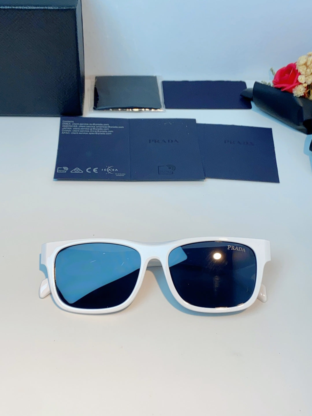 Prada Polarized Square Black Lens Sunglasses for Men & Women - detail image 9