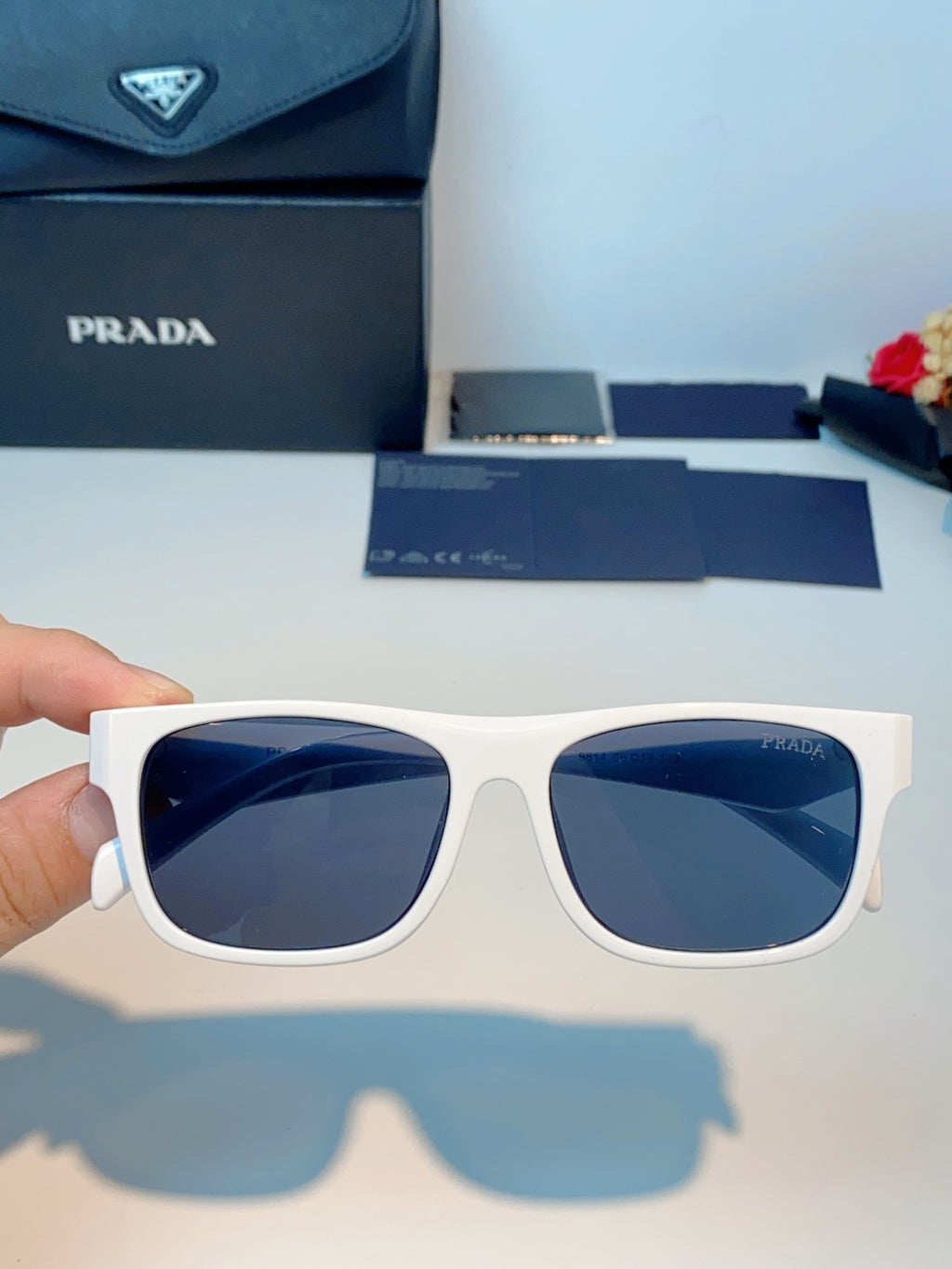Prada Polarized Square Black Lens Sunglasses for Men & Women - detail image 4