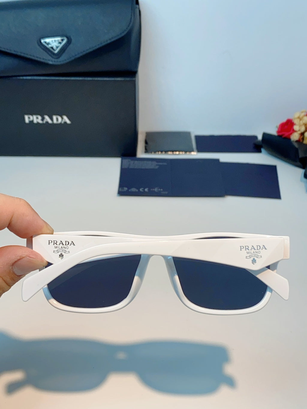 Prada Polarized Square Black Lens Sunglasses for Men & Women - detail image 5