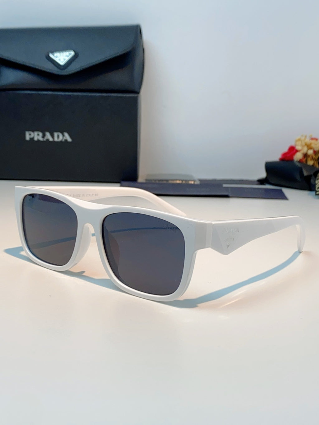 Prada Polarized Square Black Lens Sunglasses for Men & Women