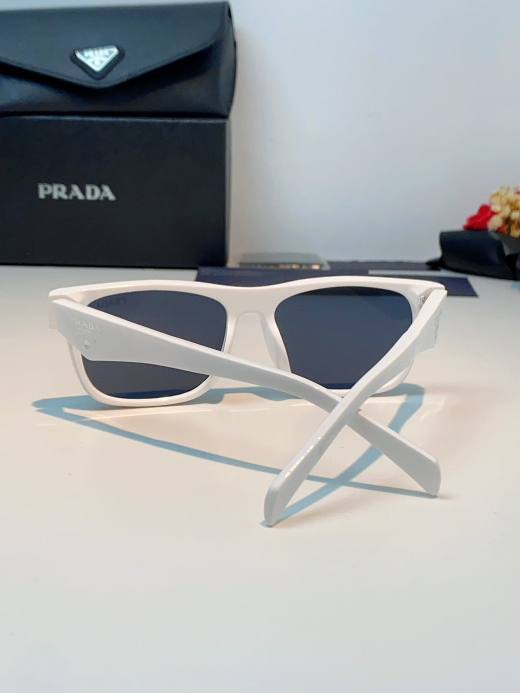 Prada Polarized Square Black Lens Sunglasses for Men & Women - detail image 3