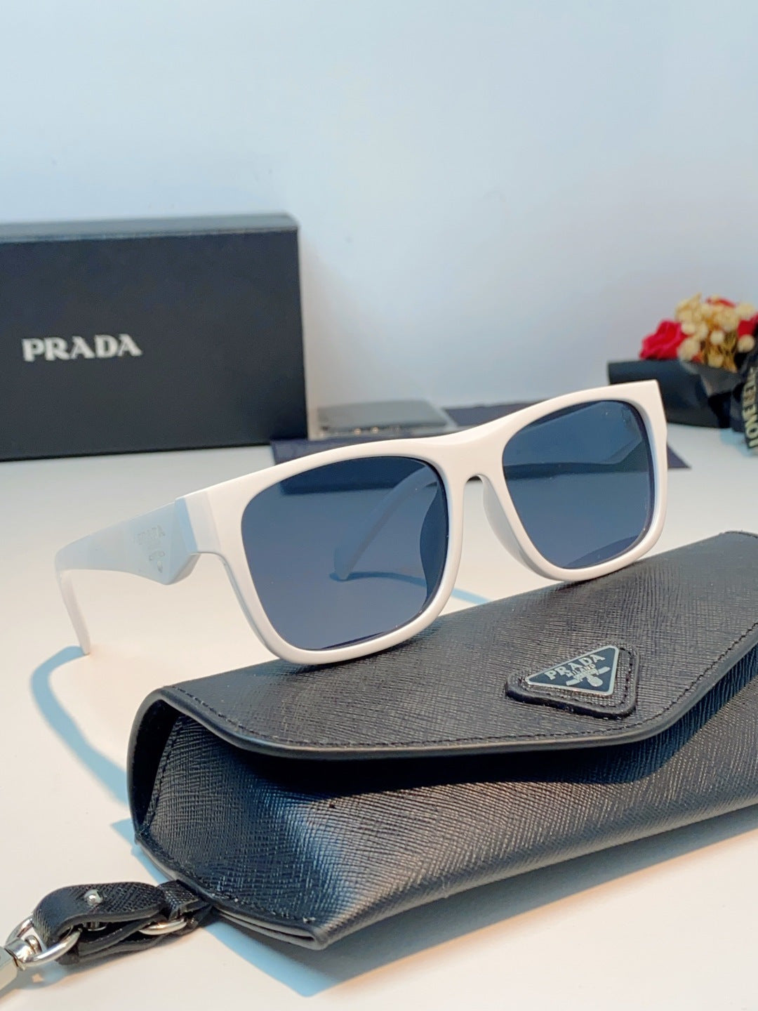Prada Polarized Square Black Lens Sunglasses for Men & Women - detail image 10