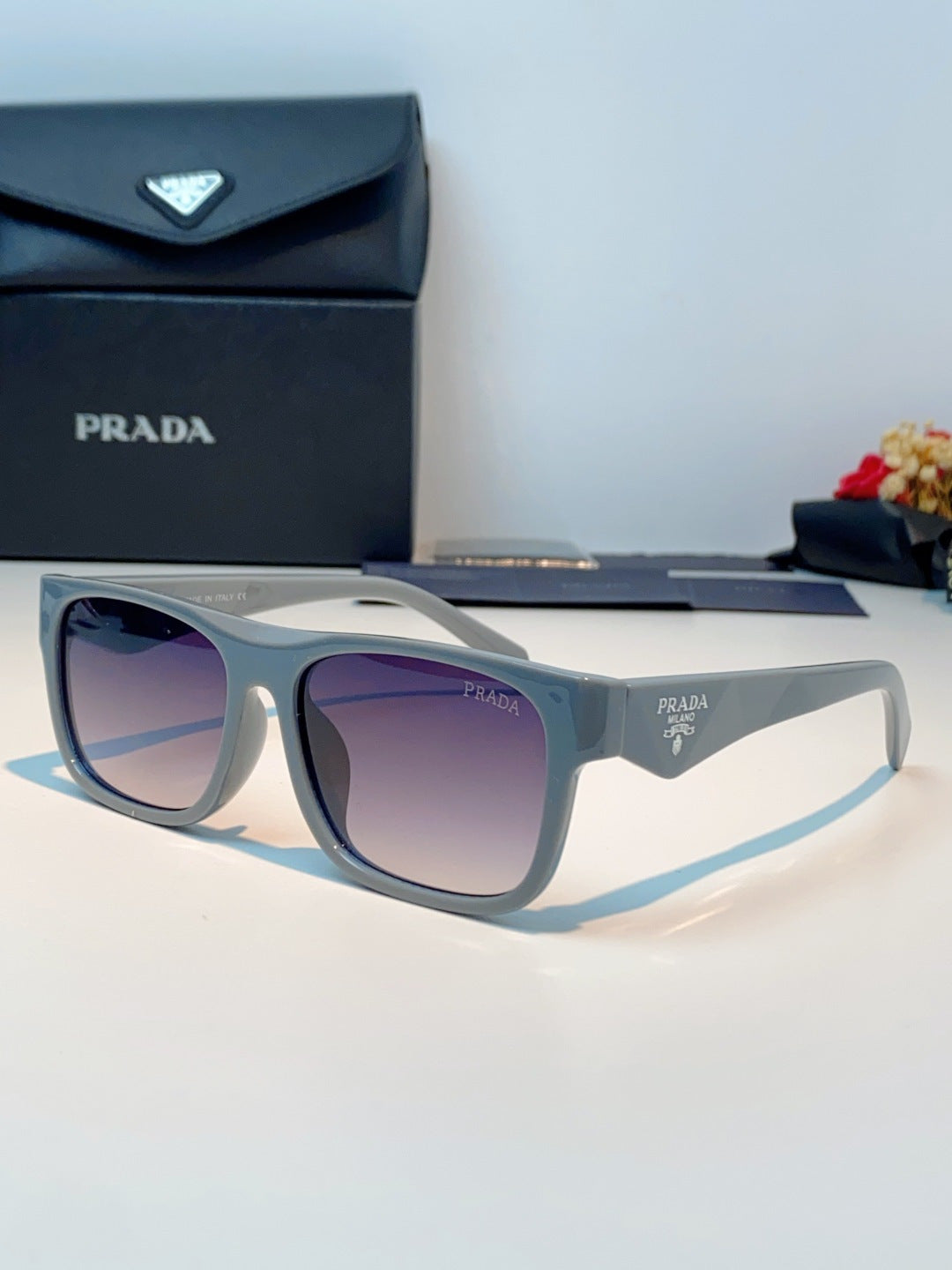 Prada Polarized Square Blue Lens Sunglasses for Men & Women - 487170