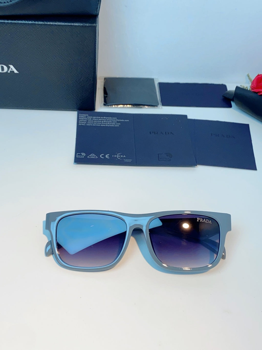 Prada Polarized Square Blue Lens Sunglasses for Men & Women - 487170 - detail image 9