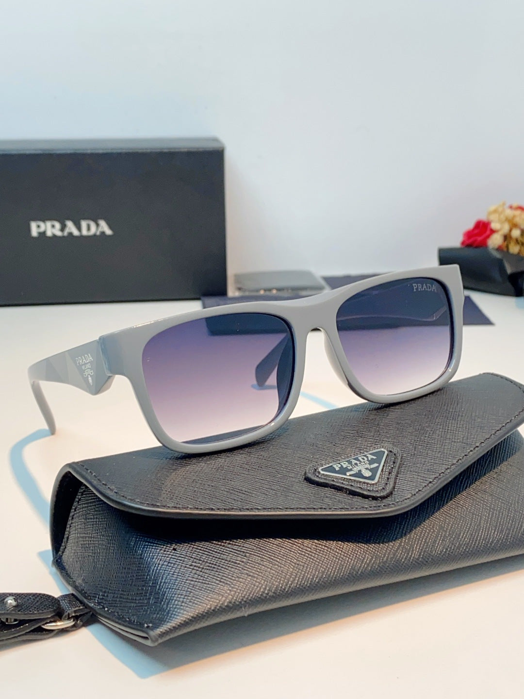 Prada Polarized Square Blue Lens Sunglasses for Men & Women - 487170 - detail image 10