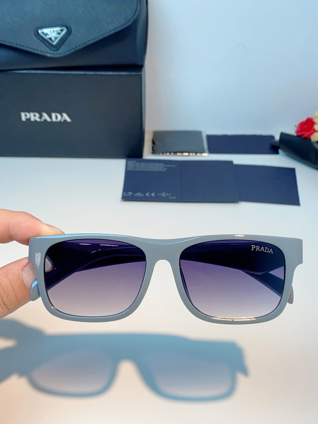 Prada Polarized Square Blue Lens Sunglasses for Men & Women - 487170 - detail image 4