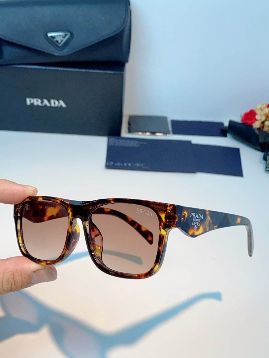 Prada Polarized Square Brown Lens Sunglasses for Men & Women - detail image 6