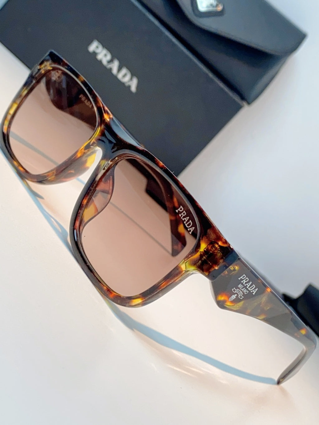 Prada Polarized Square Brown Lens Sunglasses for Men & Women - detail image 7