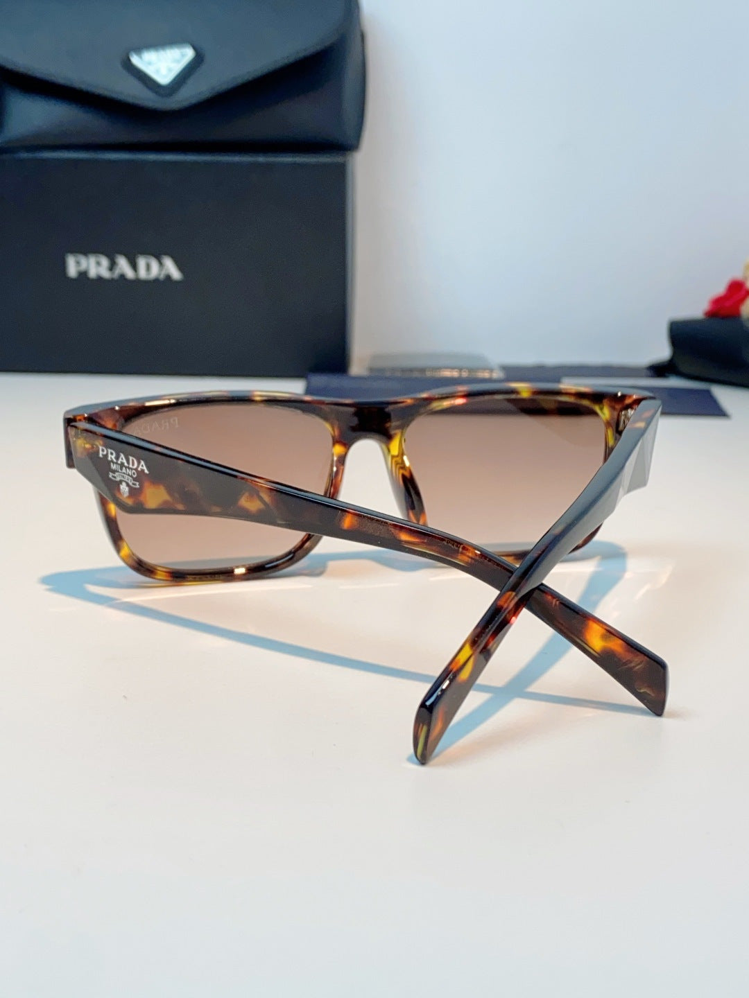 Prada Polarized Square Brown Lens Sunglasses for Men & Women - detail image 3