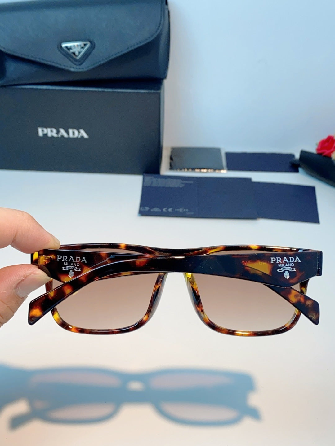 Prada Polarized Square Brown Lens Sunglasses for Men & Women - detail image 5