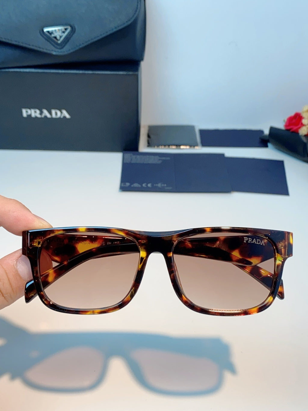 Prada Polarized Square Brown Lens Sunglasses for Men & Women - detail image 4