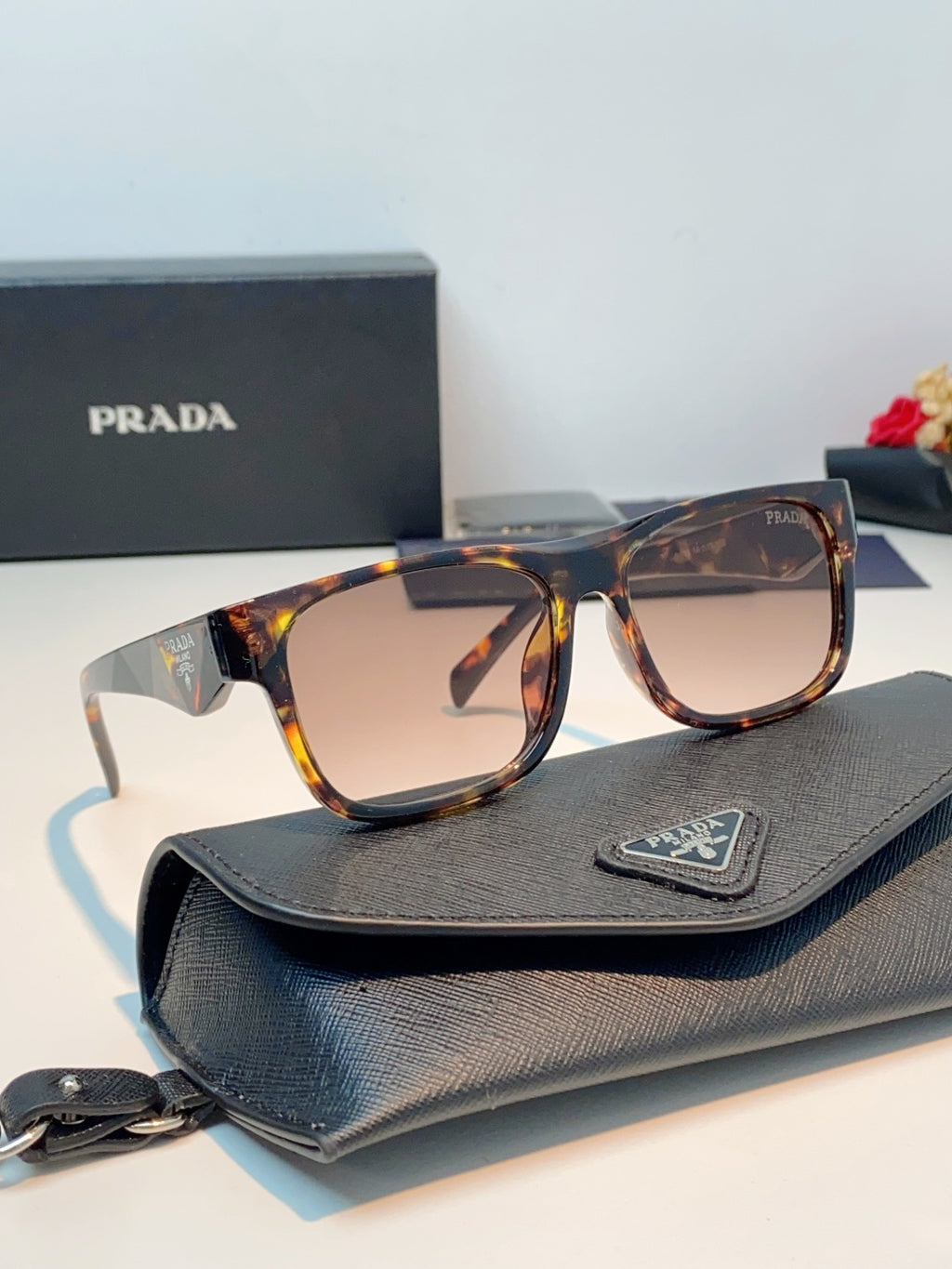 Prada Polarized Square Brown Lens Sunglasses for Men & Women - detail image 10