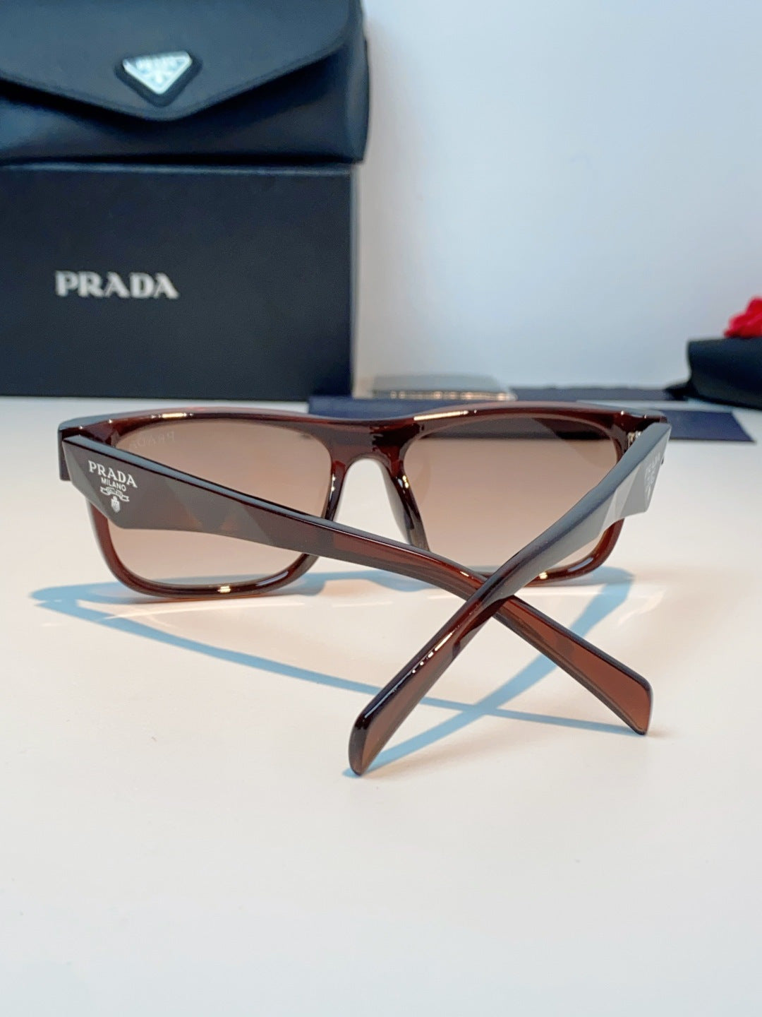 Prada Polarized Square Red Lens Sunglasses for Men & Women - detail image 3