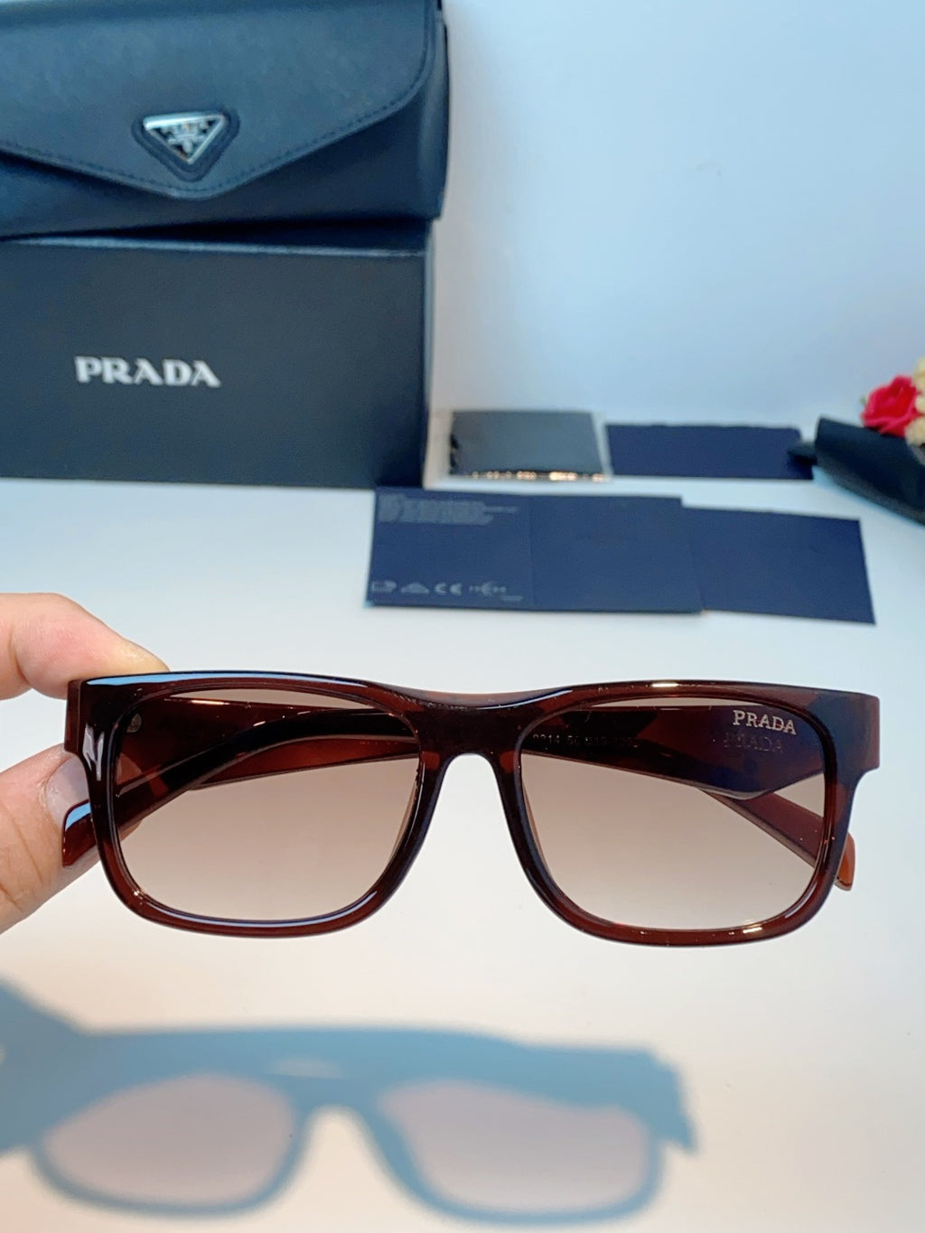 Prada Polarized Square Red Lens Sunglasses for Men & Women - detail image 4