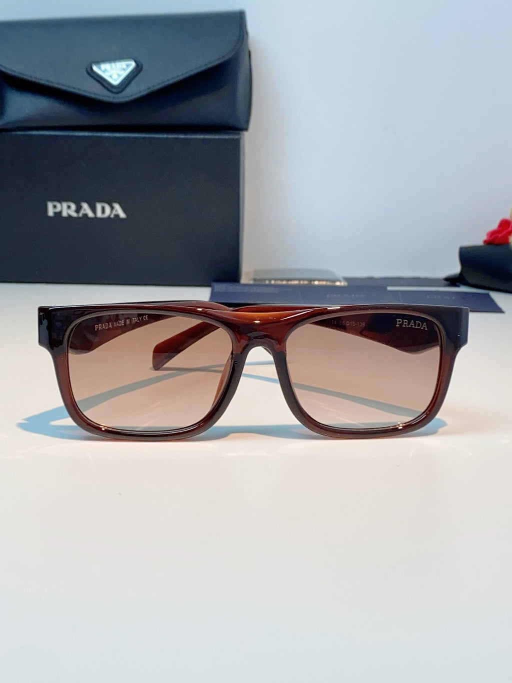 Prada Polarized Square Red Lens Sunglasses for Men & Women - detail image 2