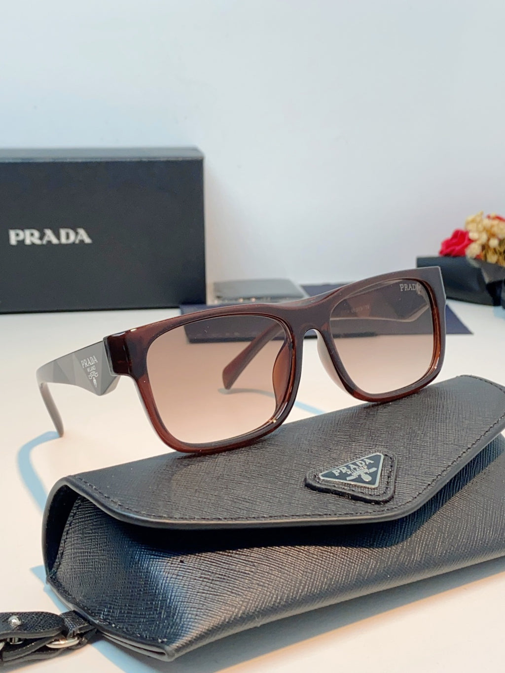 Prada Polarized Square Red Lens Sunglasses for Men & Women - detail image 10