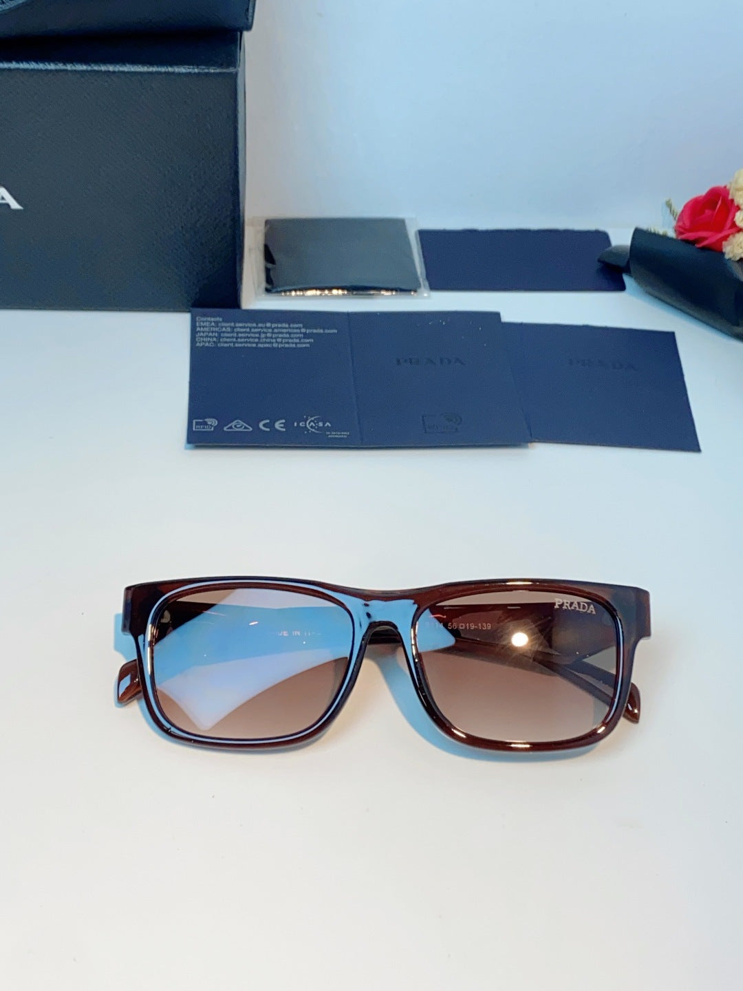 Prada Polarized Square Red Lens Sunglasses for Men & Women - detail image 9