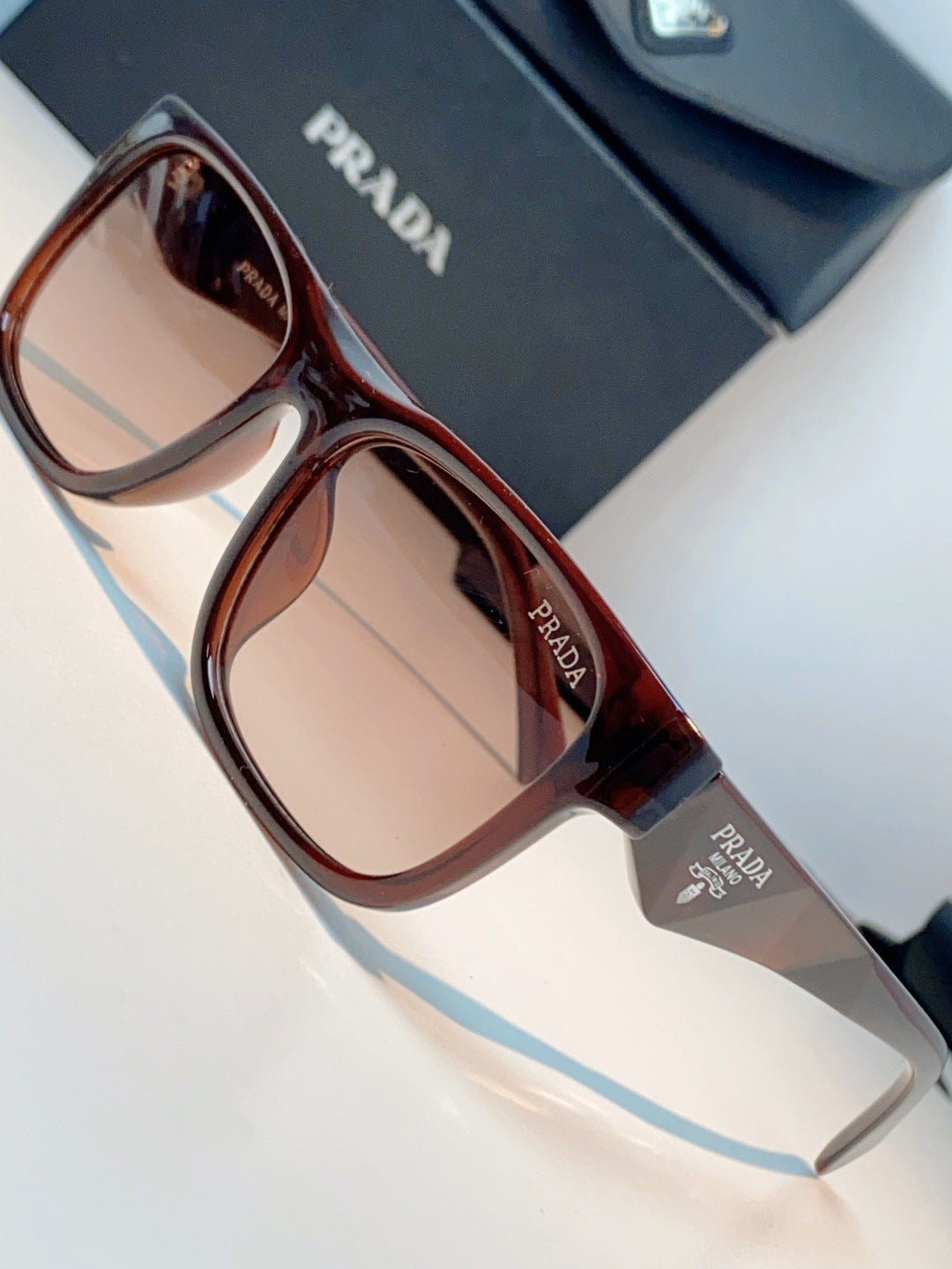 Prada Polarized Square Red Lens Sunglasses for Men & Women - detail image 7
