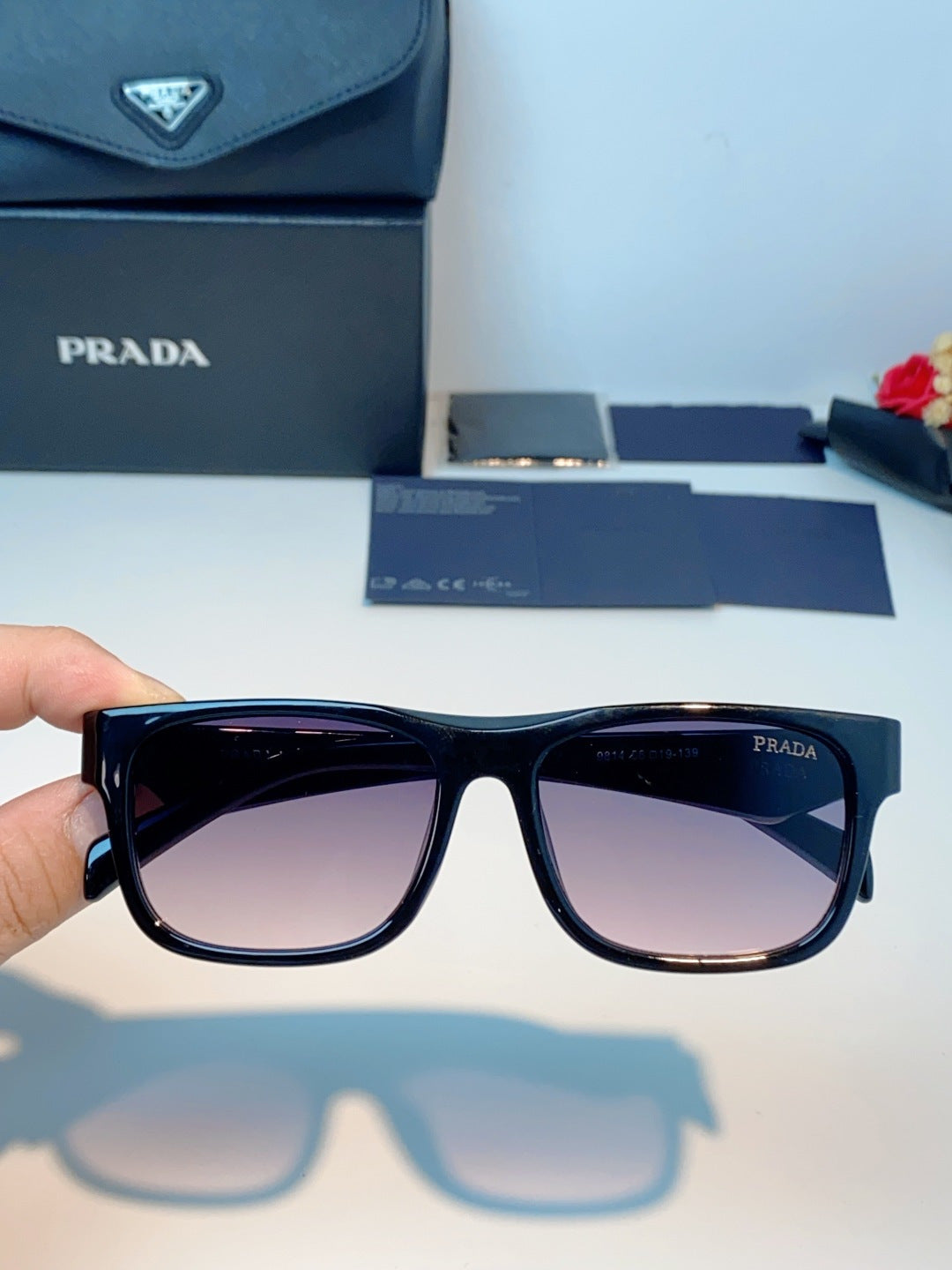 Prada Polarized Square Gray Lens Sunglasses for Men & Women - detail image 4