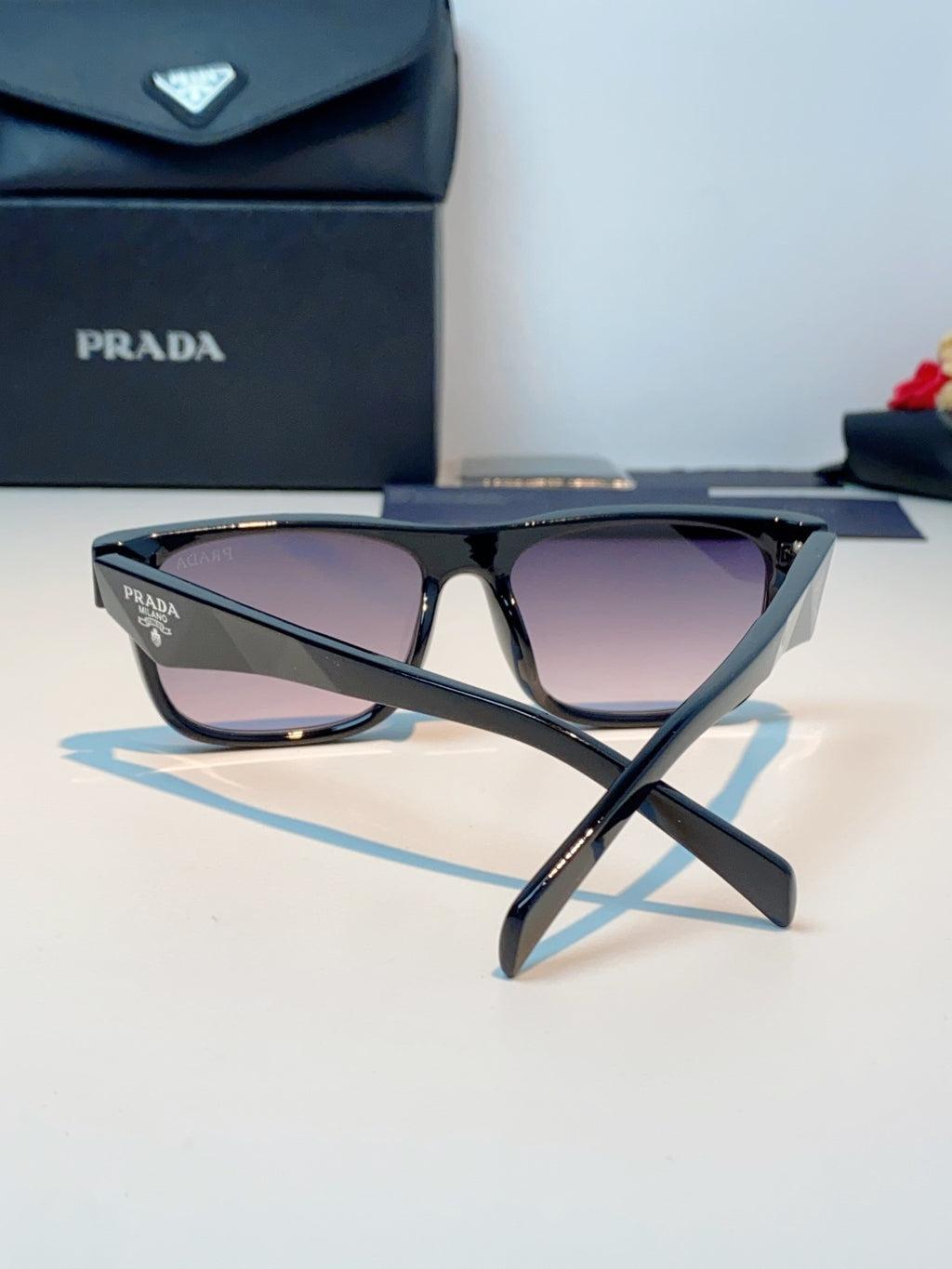 Prada Polarized Square Gray Lens Sunglasses for Men & Women - detail image 3
