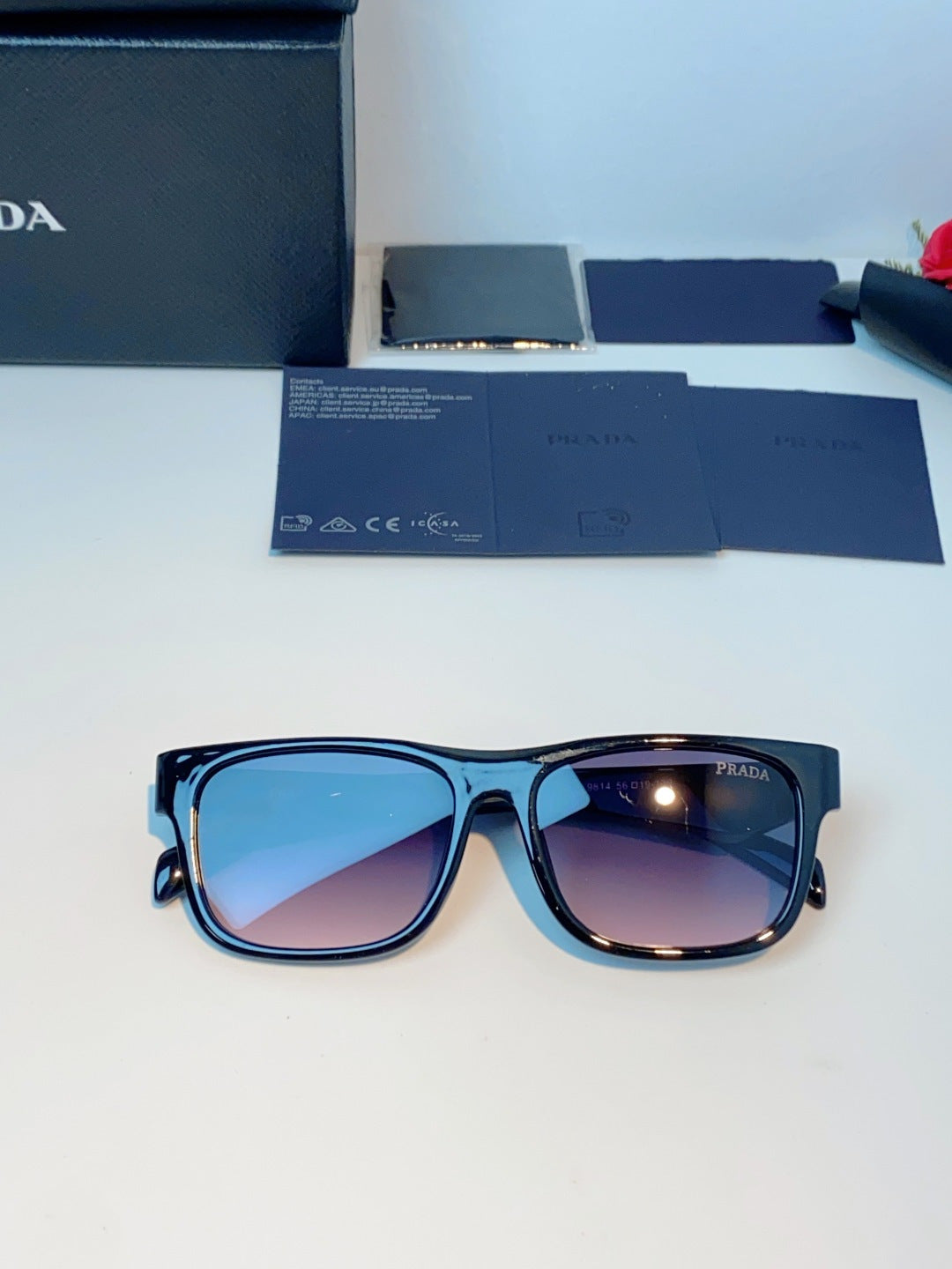 Prada Polarized Square Gray Lens Sunglasses for Men & Women - detail image 9