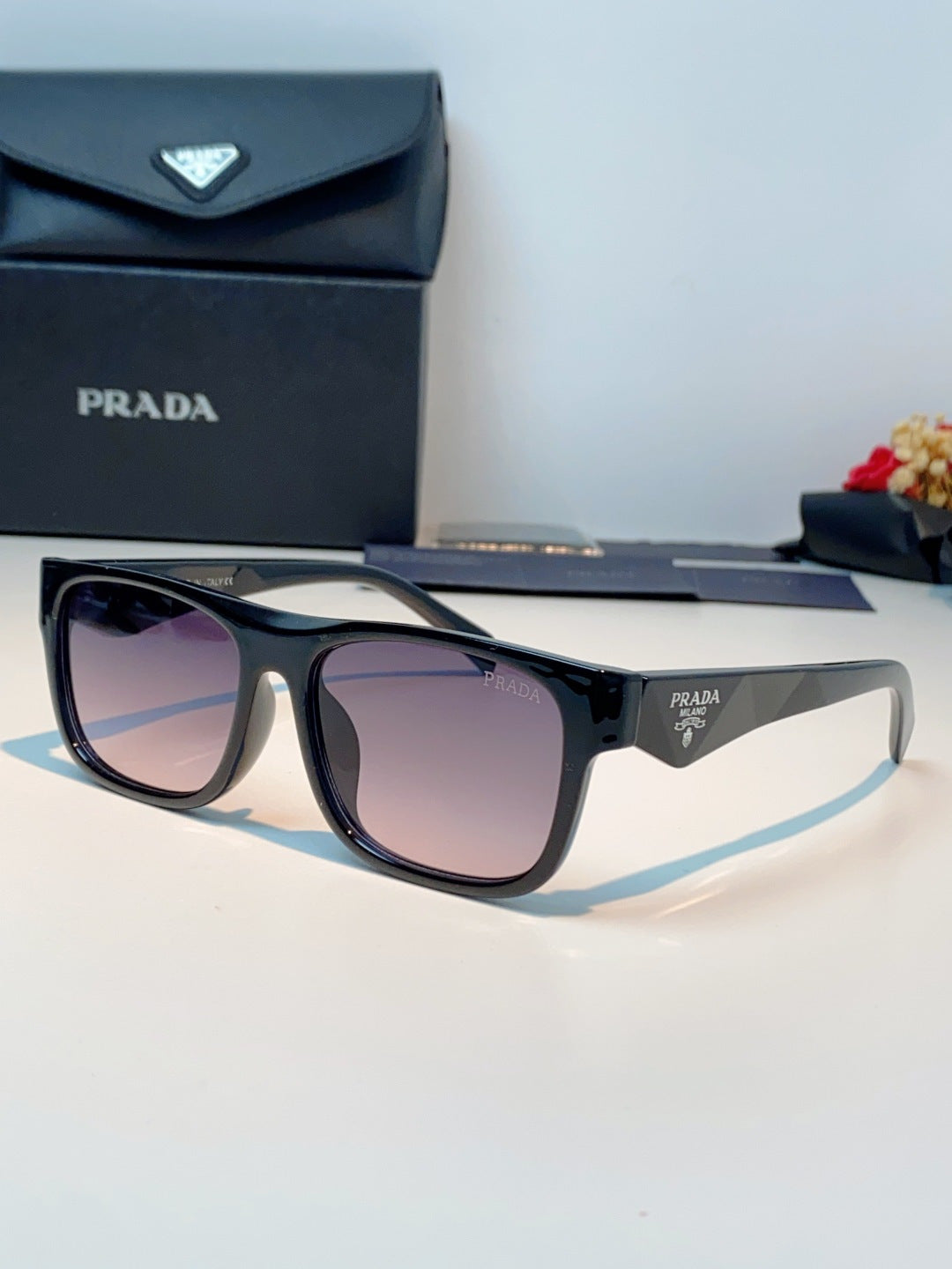 Prada Polarized Square Gray Lens Sunglasses for Men & Women