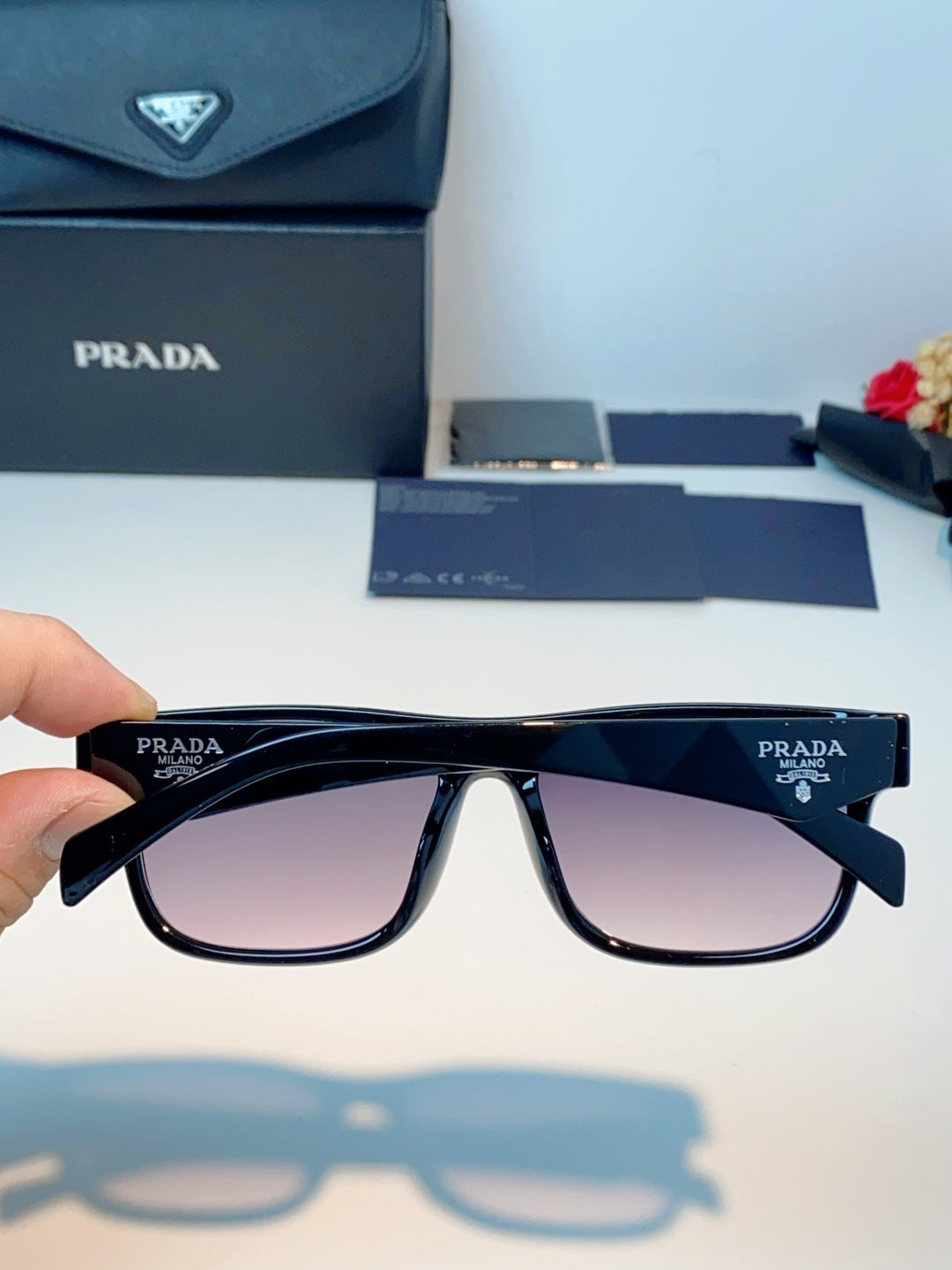 Prada Polarized Square Gray Lens Sunglasses for Men & Women - detail image 5