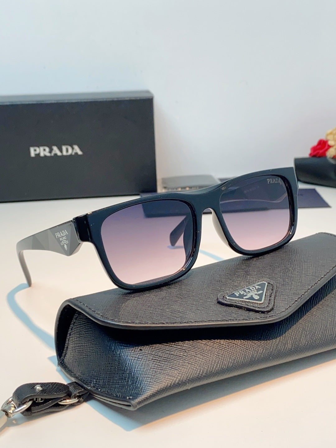 Prada Polarized Square Gray Lens Sunglasses for Men & Women - detail image 10