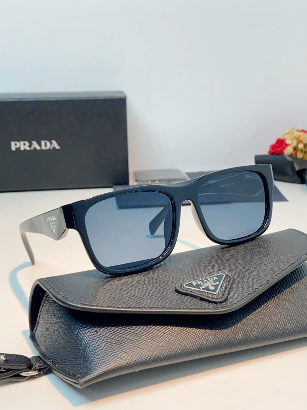 Prada Polarized Square Blue Lens Sunglasses for Men & Women - detail image 10