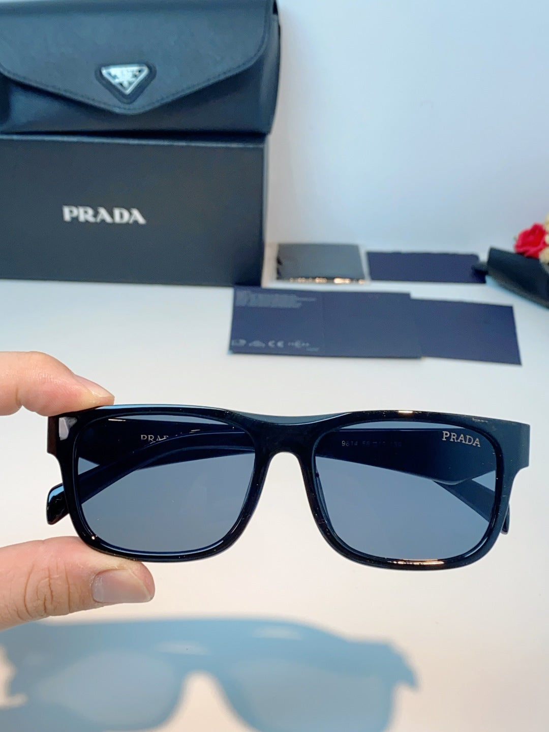 Prada Polarized Square Blue Lens Sunglasses for Men & Women - detail image 4