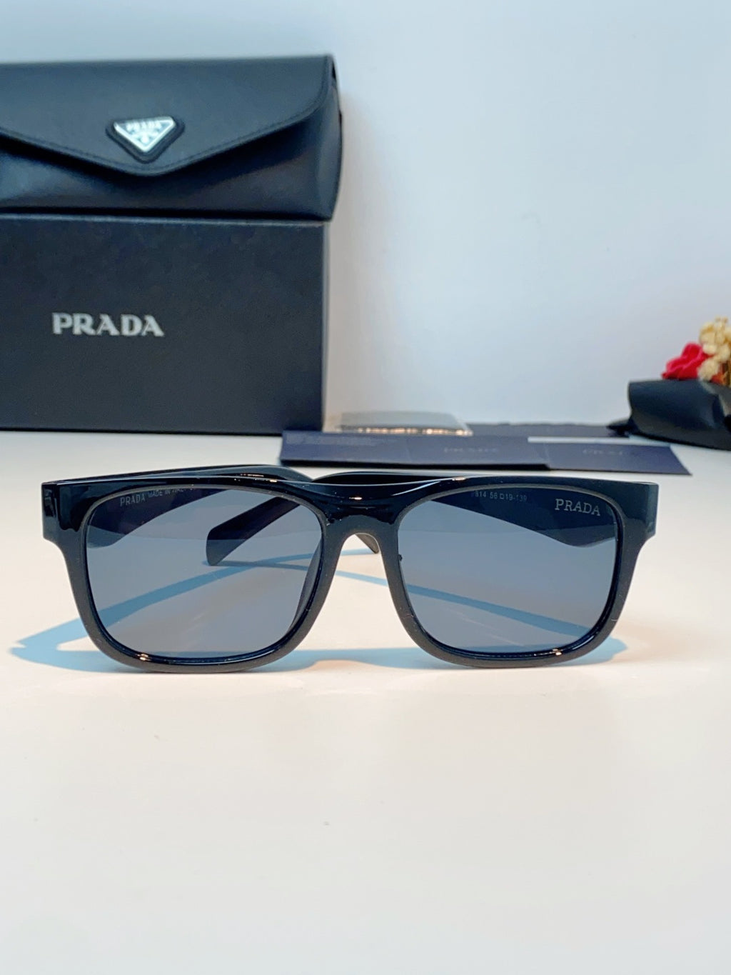 Prada Polarized Square Blue Lens Sunglasses for Men & Women - detail image 2