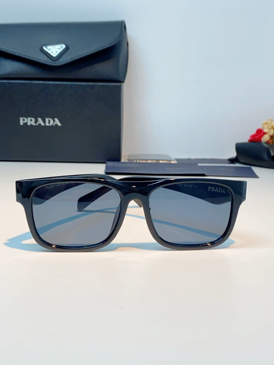 Prada Polarized Square Blue Lens Sunglasses for Men & Women - detail image 2