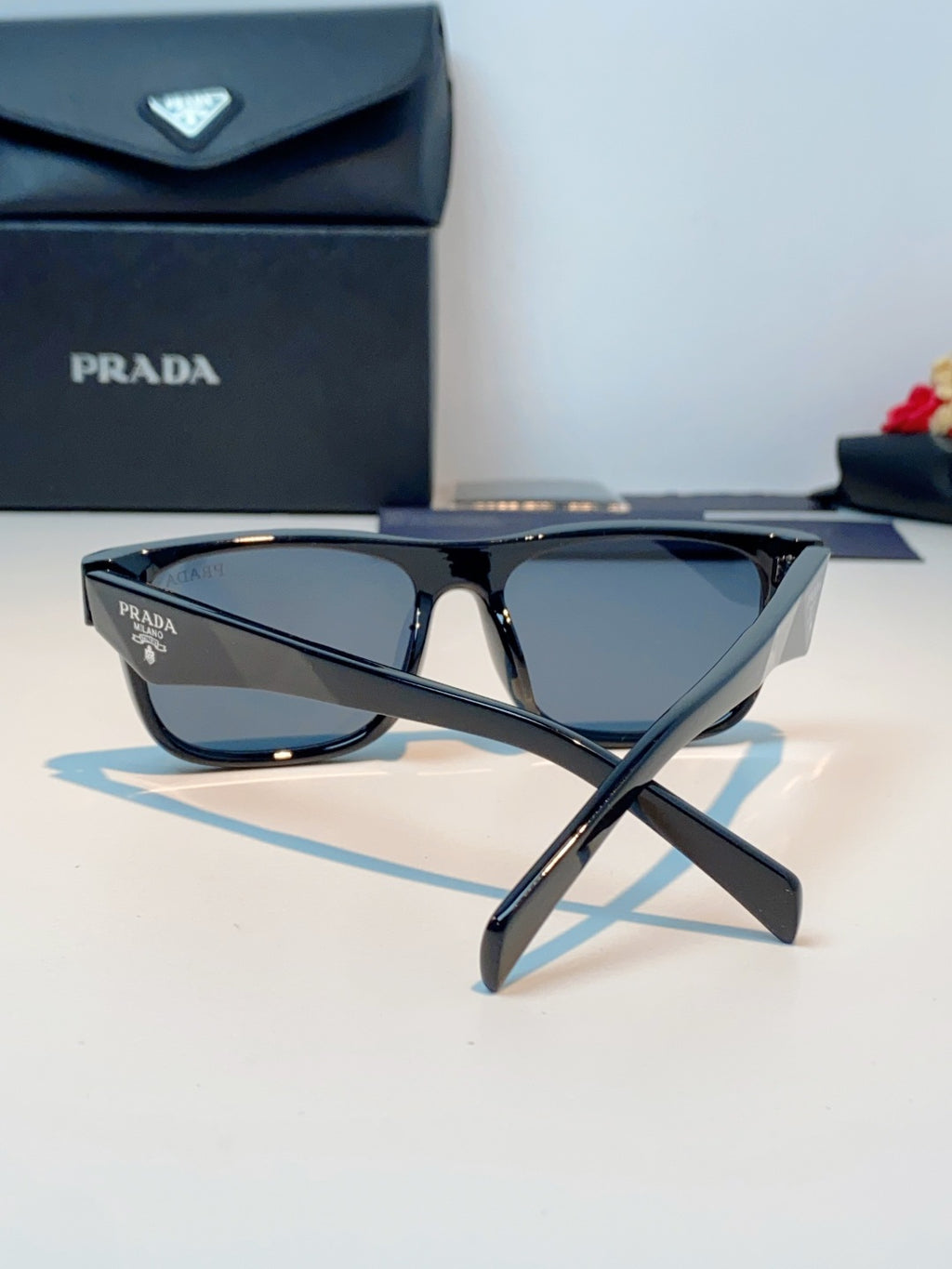 Prada Polarized Square Blue Lens Sunglasses for Men & Women - detail image 3