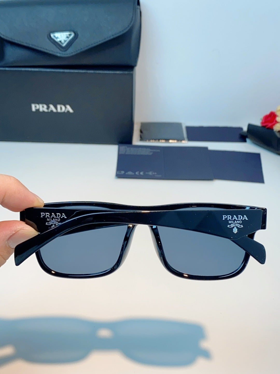 Prada Polarized Square Blue Lens Sunglasses for Men & Women - detail image 5